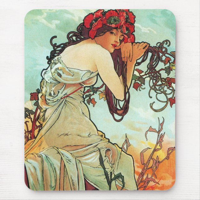 Summer, The Seasons, Mucha Mouse Pad (Front)