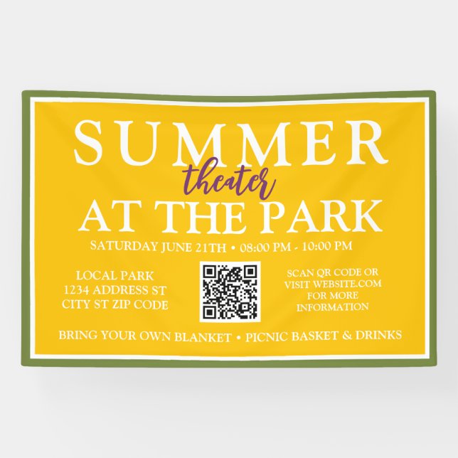 Summer Theatre at the Park | Outdoor Event Sign (Horizontal)