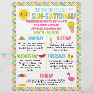 Summer Themed Teacher & Staff Appreciation Week Flyer