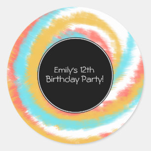 Summer Tie Dye Swirl Birthday Party Classic Round Sticker