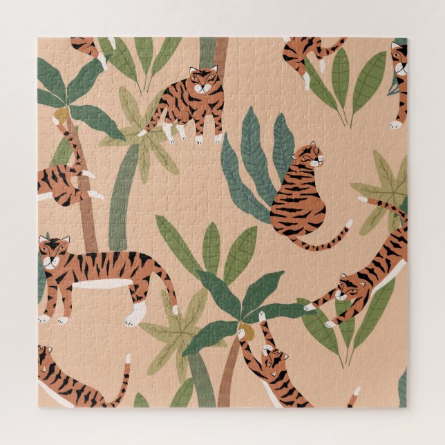 Summer Tigers Palm Trees Exotic Jigsaw Puzzle (Vertical)