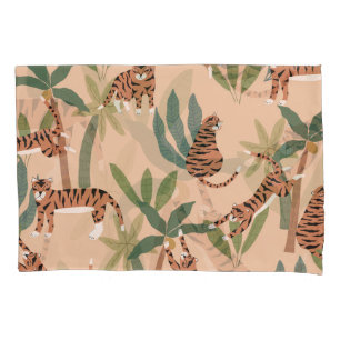 Summer Tigers Palm Trees Exotic Pillowcase