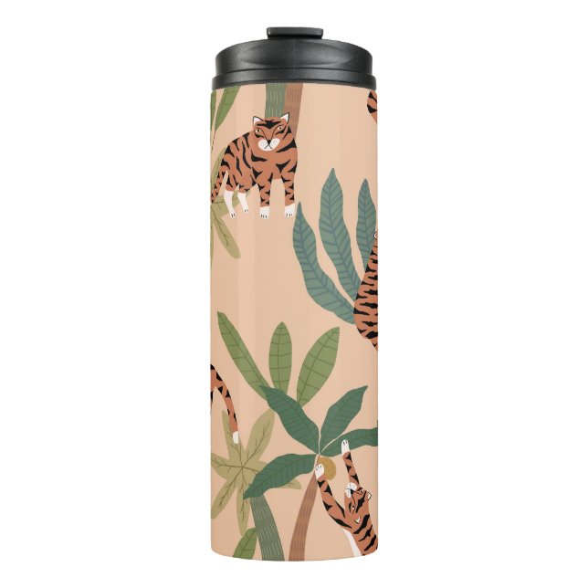Summer Tigers Palm Trees Exotic Thermal Tumbler (Front)