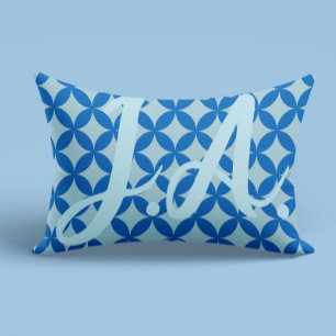 Summer tile with azure circles on baby blue decorative cushion