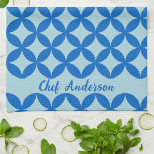 Summer tile with azure circles on baby blue tea towel