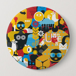 Summer time 10 cm round badge