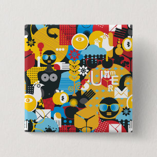 Summer time 15 cm square badge