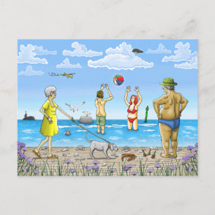 Summer time at the beach holiday postcard