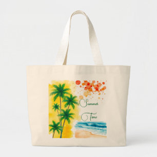 “Summer Time” beach design Large Tote Bag