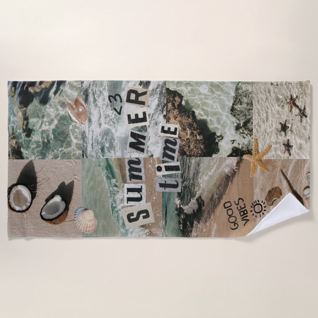 Summer Time Collage Beach Towel (Front)