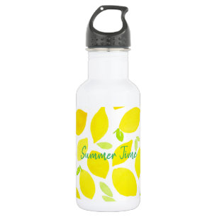 Summer time colourful summer citrus yellow white 532 ml water bottle