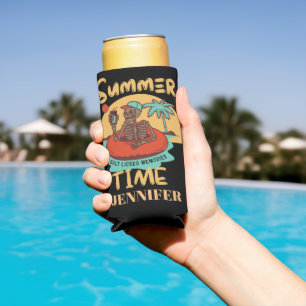 Summer time , custom name funny beach vacation seltzer can cooler