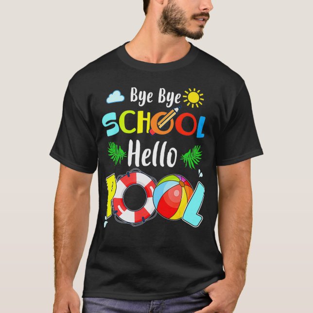 Summer Time Goodbye School Hello Pool Mermaid Stud T-Shirt (Front)