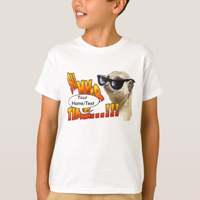 Summer Time Meerkat Customisable Kids T-shirt (Front)