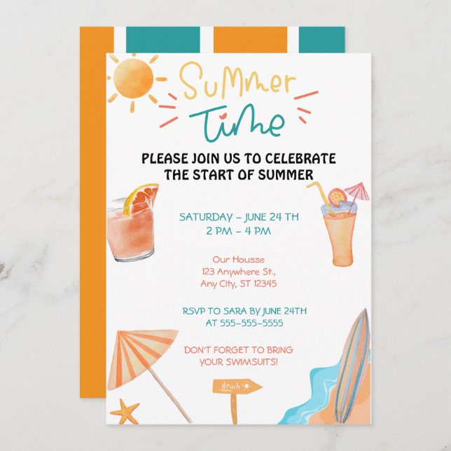 Summer Time Party Invitation (Front/Back)