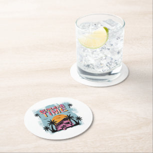 Summer Time Round Paper Coaster
