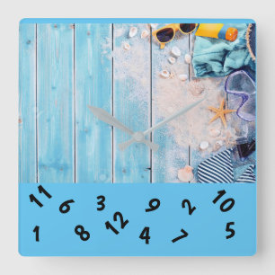 ***SUMMER TIME*** SQUARE WALL CLOCK