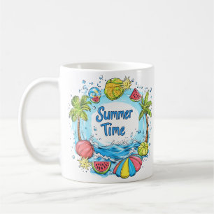 Summer Time - Summer Time Beach Illustration Coffee Mug