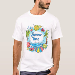 Summer Time - Summer Time Beach Illustration T-Shirt