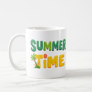 Summer Time - Summer Time with Palm Tree and Sun Coffee Mug