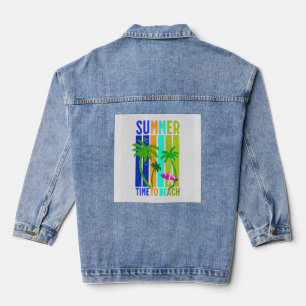 Summer Time to Beach – Retro Surf Vibes Graphic Denim Jacket