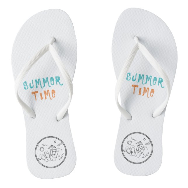 Summer Time Vibes of Sun & Vacation, Sketched Art Thongs (Footbed)