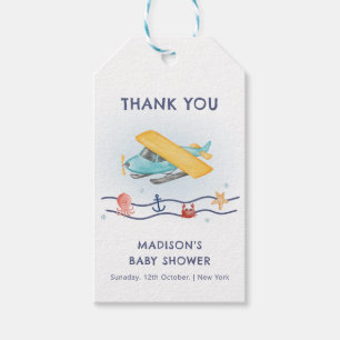 Summer Travel Adventure Sea Airplane Baby Shower Gift Tags