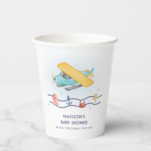 Summer Travel Adventure Sea Airplane Baby Shower Paper Cups