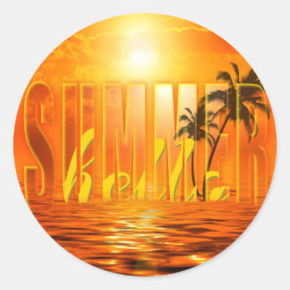 Summer Travel Exotic Palmen Sonne Classic Round Sticker