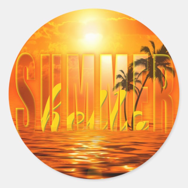 Summer Travel Exotic Palmen Sonne Classic Round Sticker (Front)