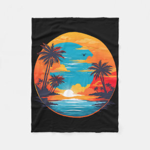 Summer Travel Fun Retro Holiday Camper Beach Sun S Fleece Blanket