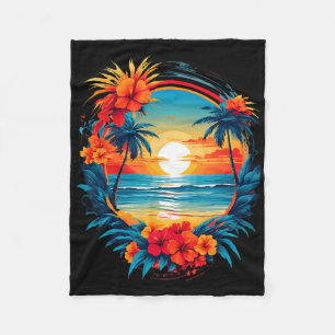 Summer Travel Fun Retro Holiday Camper Beach Sun S Fleece Blanket