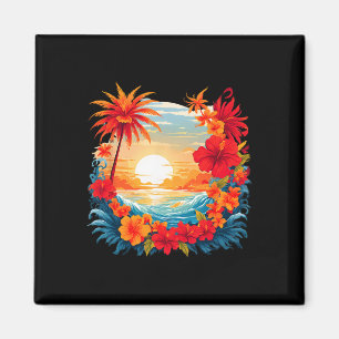 Summer Travel Fun Retro Holiday Camper Beach Sun S Magnet