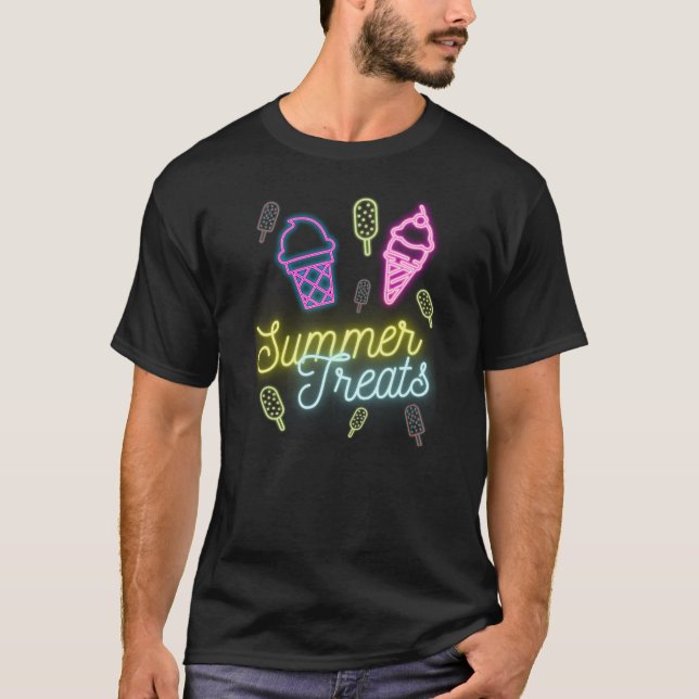 Summer Treats Neon Lights Ice Cream Popsicle T-Shirt (Front)