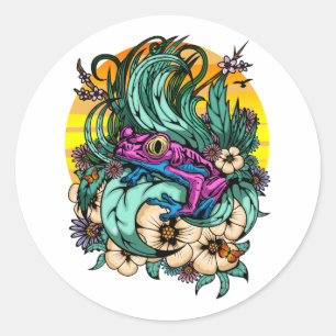 Summer Tree Frog  Classic Round Sticker