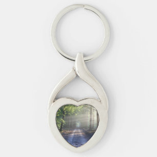 Summer Trees Covering Dirt Road Key Ring