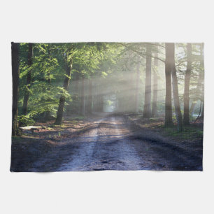 Summer Trees Covering Dirt Road Tea Towel