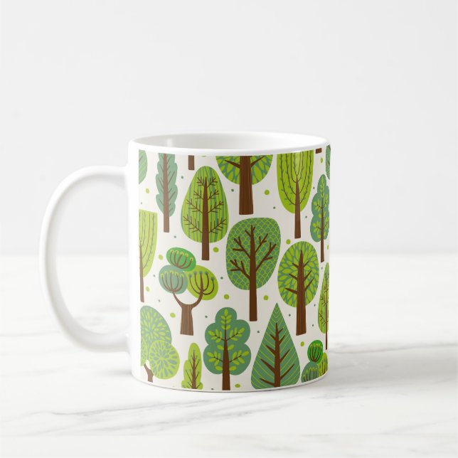 Summer Trees: Green Seamless Pattern Coffee Mug (Left)