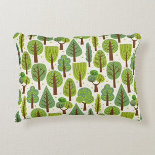 Summer Trees: Green Seamless Pattern Decorative Cushion