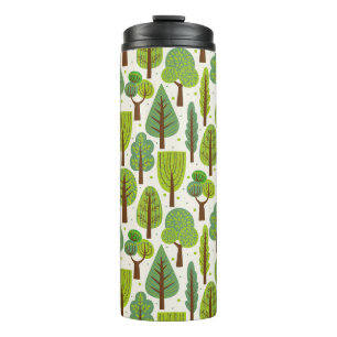 Summer Trees: Green Seamless Pattern Thermal Tumbler