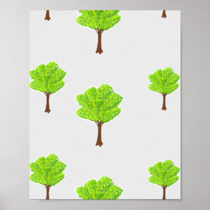 Summer trees on grey poster