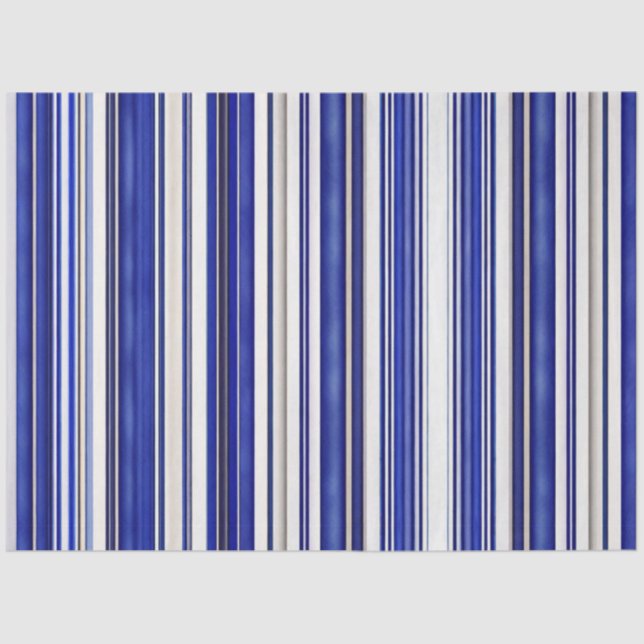 Summer Trendy Navy Blue Boat Stripes Collection Tissue Paper (Front)