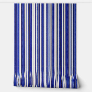Summer Trendy Navy Blue Boat Stripes Collection Wallpaper