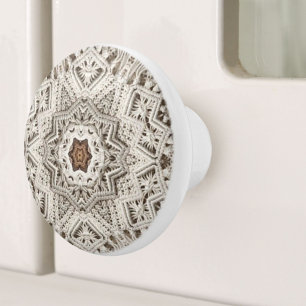 Summer tropical beach boho chic tribal macrame ceramic knob