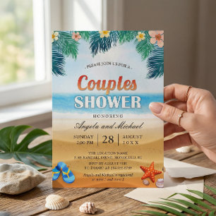 Summer Tropical Beach Couples Wedding Shower Invitation