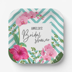 Summer tropical beach floral Bridal shower Paper Plate