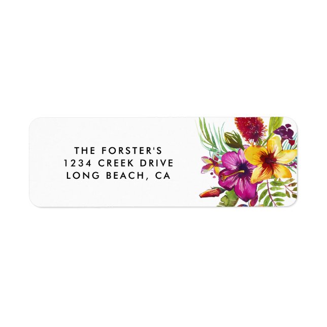 Summer Tropical Beach Hawaii Floral Return Address Label (Front)