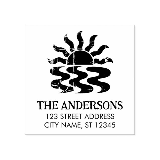 Summer Tropical Beach Sunset Custom Return Addres  Rubber Stamp (Imprint)