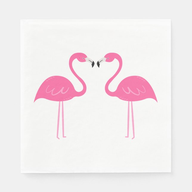 Summer Tropical Beach Wedding Pink Flamingo Napkin (Front)