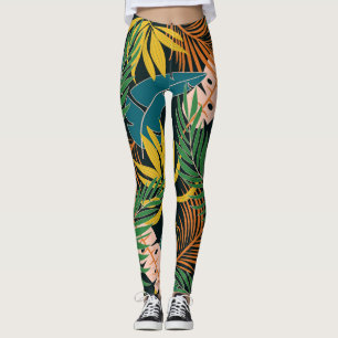 Summer Tropical Bright Plants Pattern Leggings